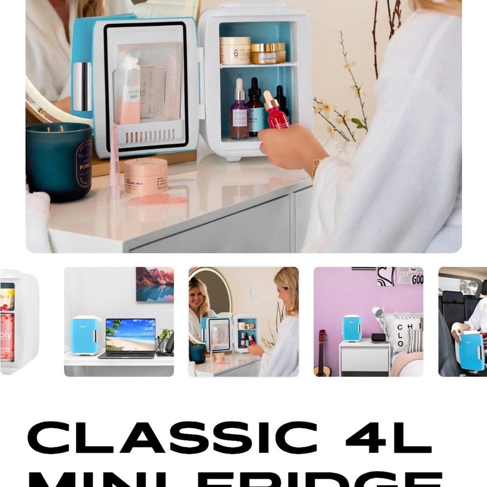 Blue Mini Fridge skincare Organizer cooluli brand new never used